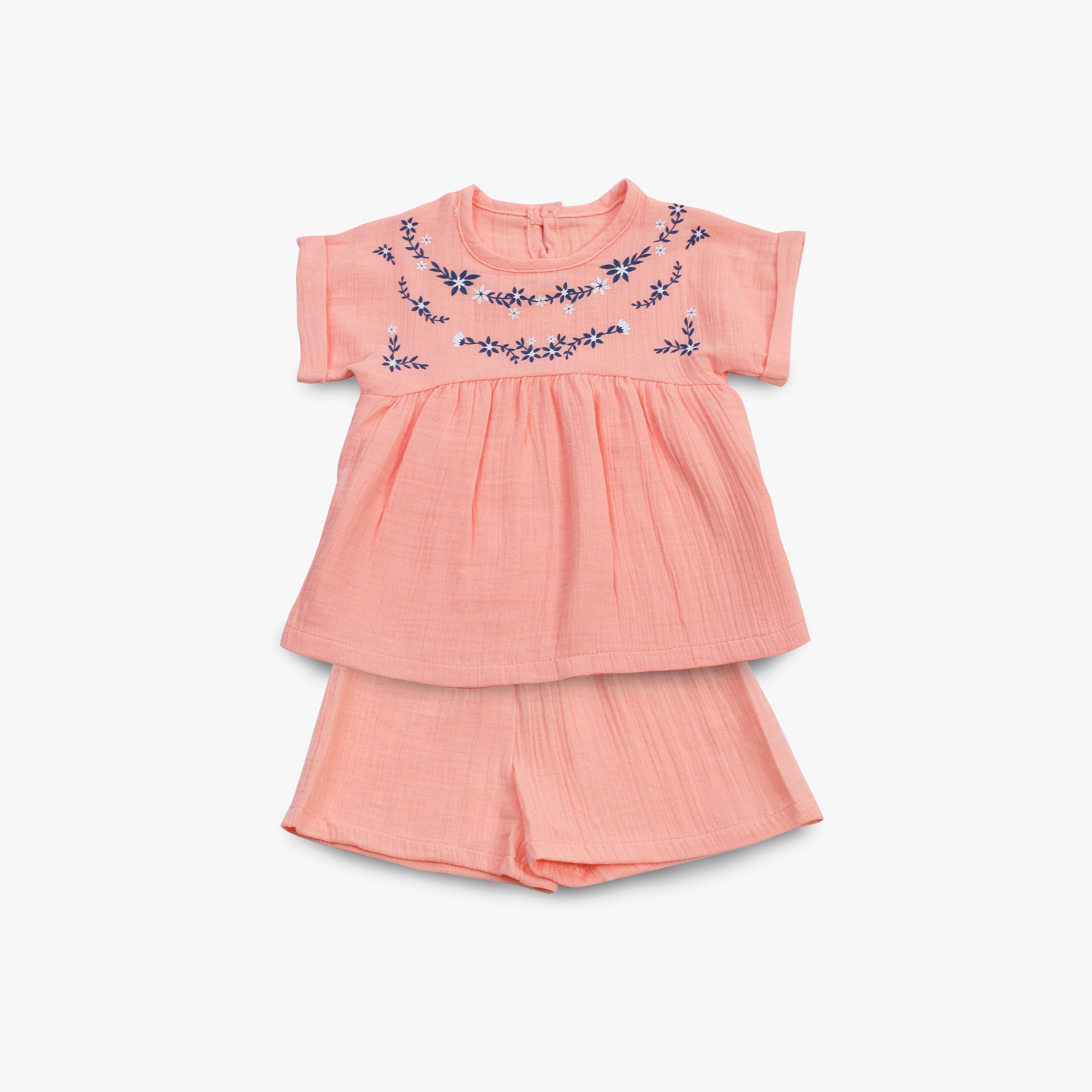 Sweet Peach Embroidered Summer Set